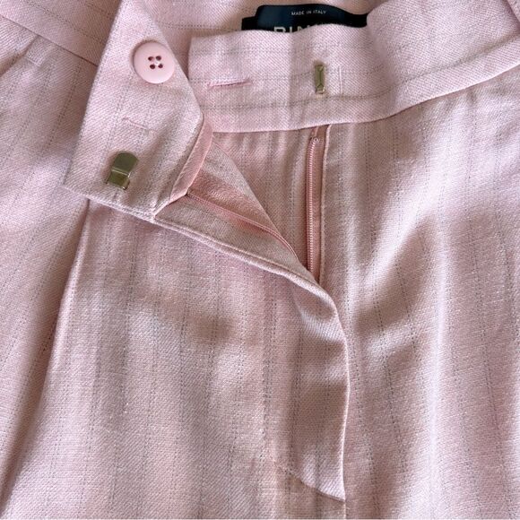 PINKO Stripe High Waist Flared Wide Cut Leg Light Pink Casual Size M USA 40 IT - Picture 6 of 8